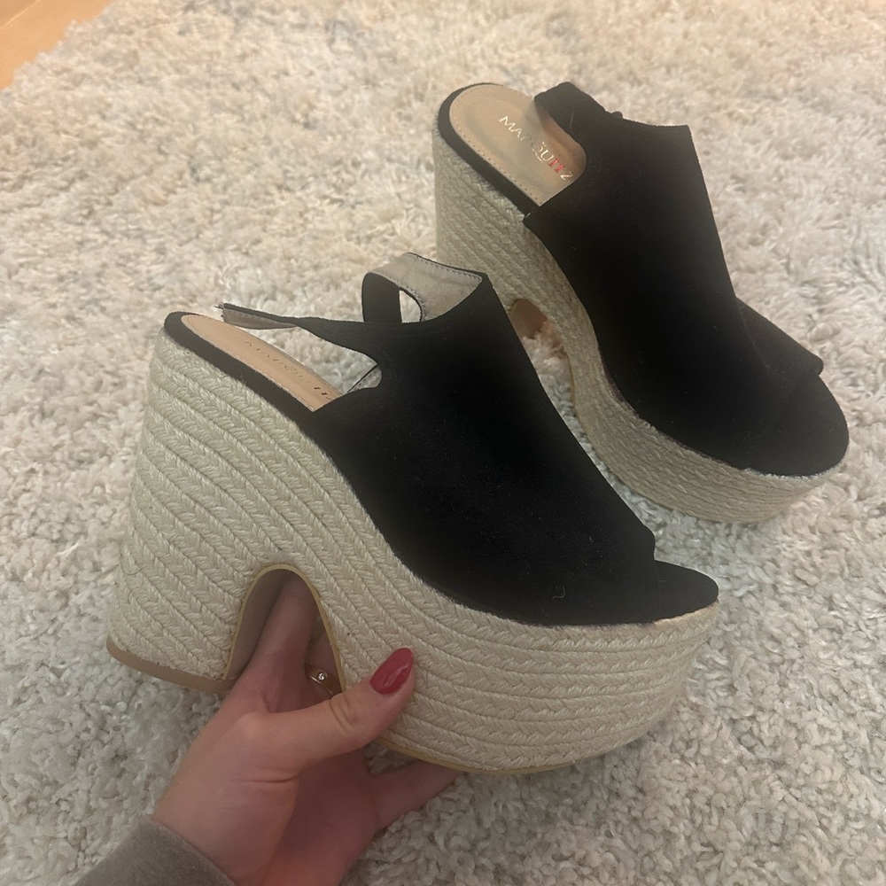 Black Wooven Heels